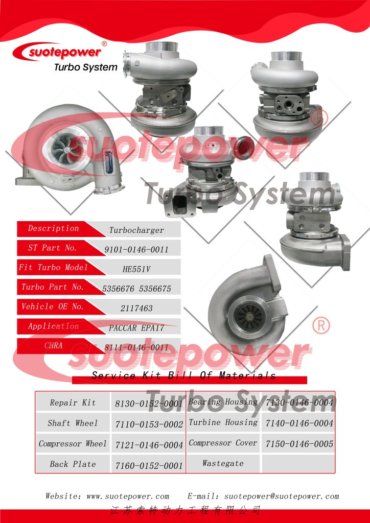 SP/NO : 9101-0146-0011 Replace : HE551V 5356676 5356675 2117463 PACCAR EPA17